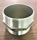Stattin Stainless 100 BSP (4") x 100 NPT (4") Stainless Steel BSP/NPT 150lbs Crossover Hex Nipples
