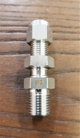 Stattin Stainless 6.35mm x 1/4" BSP Stainless Steel Compression Male Bulkhead Connectors