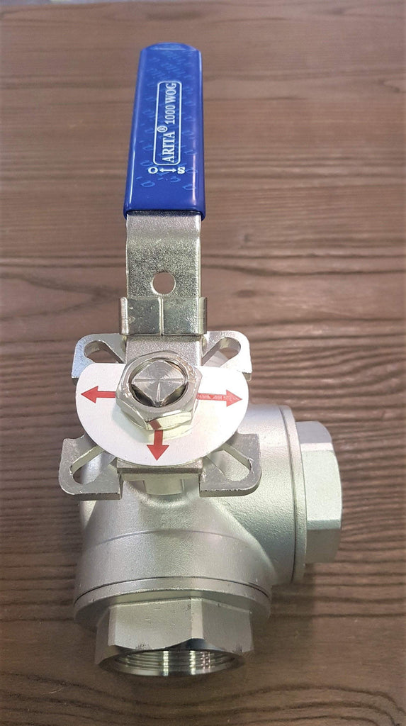 Atlantic Valves 1/2" 3-Way T-Port Ball Valve – Stainless Steel, NPT, 1000PSI – BV-3WT015-S